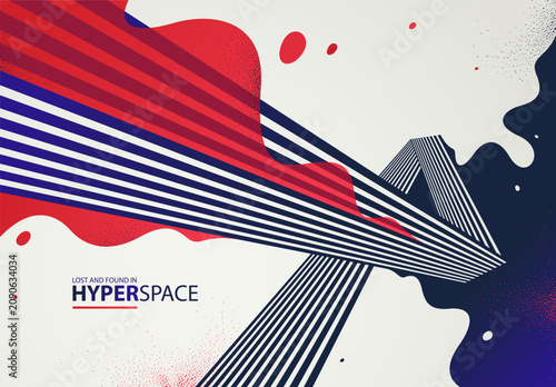 Dynamic vector abstract background, lines in perspective with energy blast of a lava fluid in 3D space, splash in motion, modern creative art wallpaper.