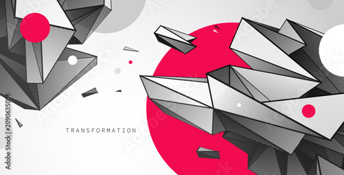 Slika na platnu Disruptive transformation, tension, energy, conflict and breakthrough moments in fragmented geometric structures