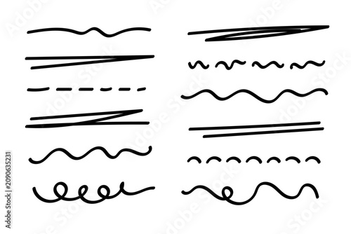 Bild auf Leinwand Line marker set, hand drawn accentuation brush stroke accents