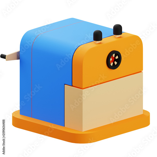 3D Icon of a Mechanical Pencil Sharpener for Education and Office Use