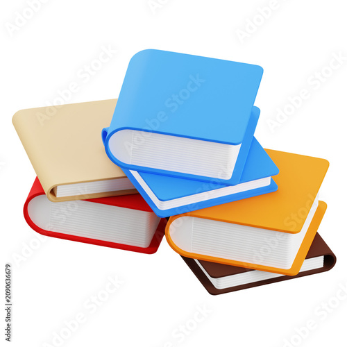3D Rendered Stack of Colorful Books for Education Concept