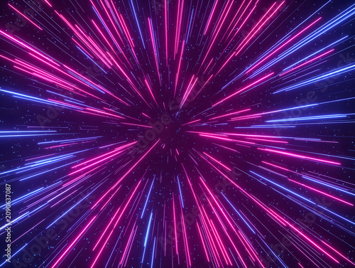 Neon Pink and Blue Motion Blur Glowing Streaks Background
