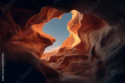 Swirling Sandstone Rock Formations in Slot Canyon