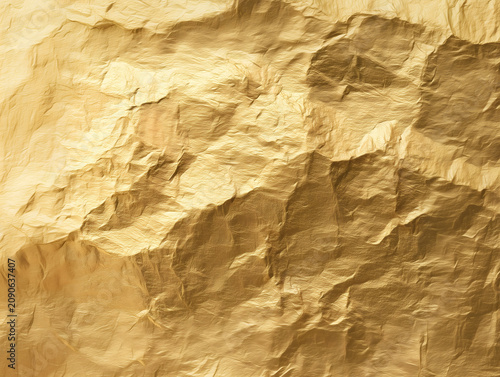 Crumpled Metallic Gold Foil Background