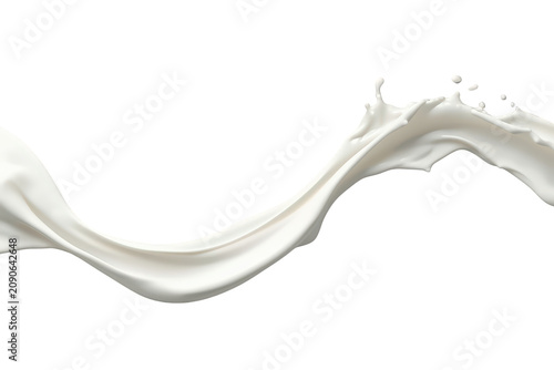 Milk splash wave creating dynamic liquid movement, flowing white cream on transparent background