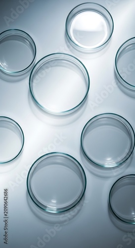 Transparent Glass Petri Dishes Arranged on Cool Laboratory Surface