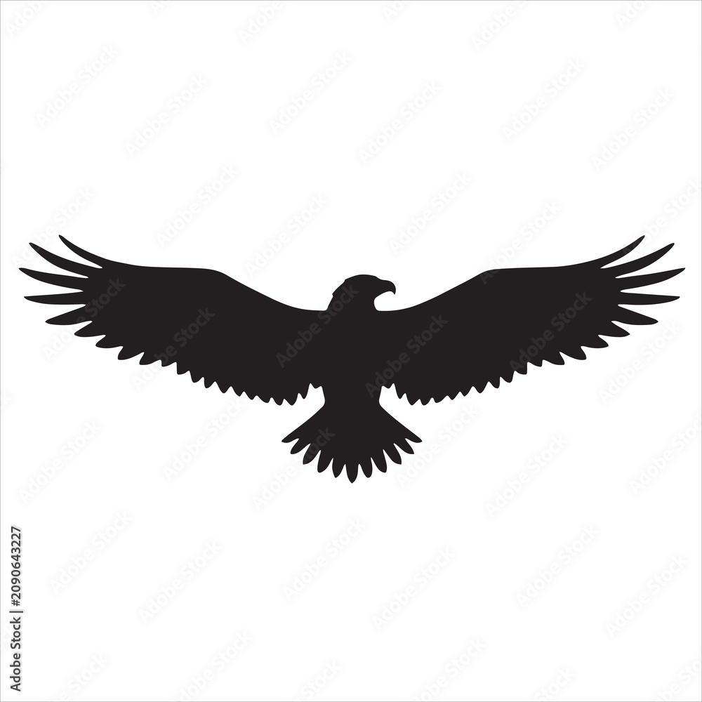 Fototapeta premium Majestic Eagle Wings Spread Black Silhouette Vector 