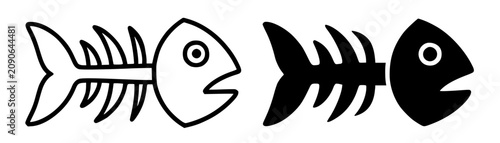 Fotografie Minimalist fishbone icon in outline and silhouette design