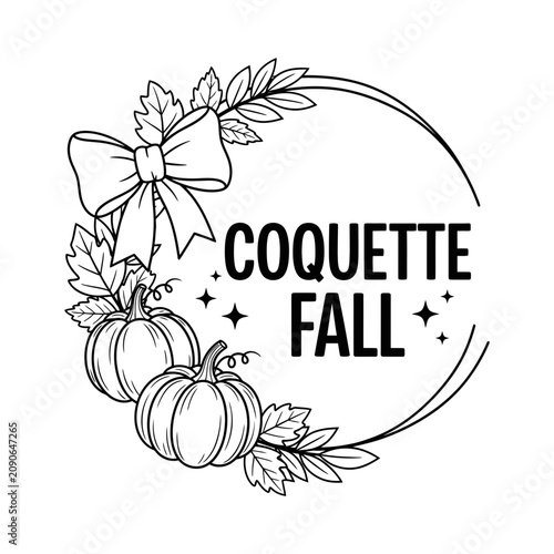 Coquette Fall Crescent Pumpkin Frame