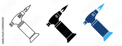 Foto Butane gas torch icon for kitchen and soldering use