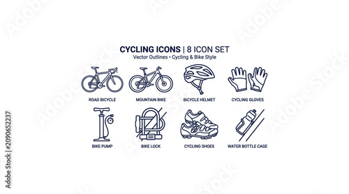 Cycling vector icon set for bike and sport design