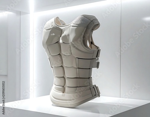 Modern White Orthopedic Torso Brace Displayed in Minimal Clinical Studio