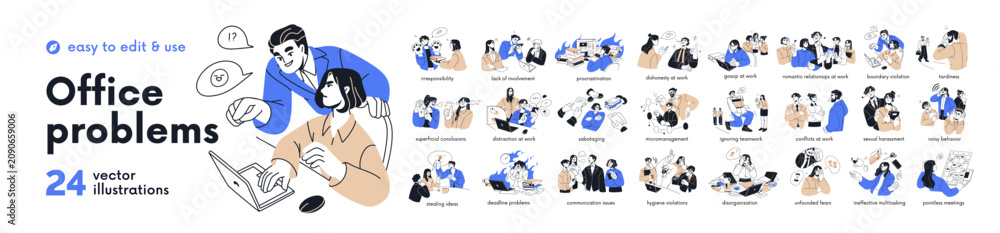 Photography Office problems concept set