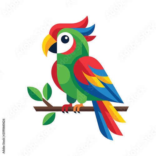 Foto Colorful Parrot Perched on Branch.
