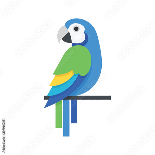 Fotografie Colorful Parrot Sitting on Perch Alone.