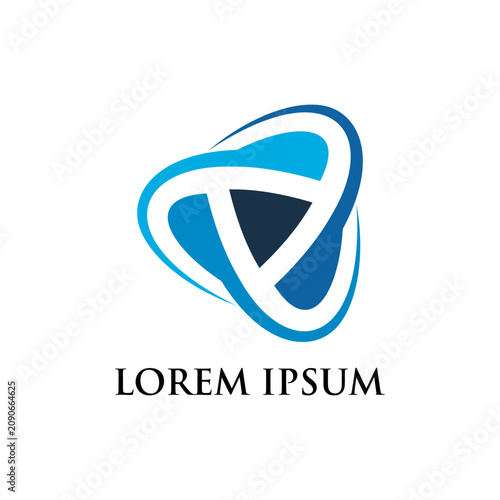 Blue and white abstract logo symbol.