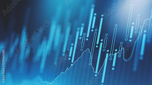 Chart graph shows stock exchange trading trends and data over time