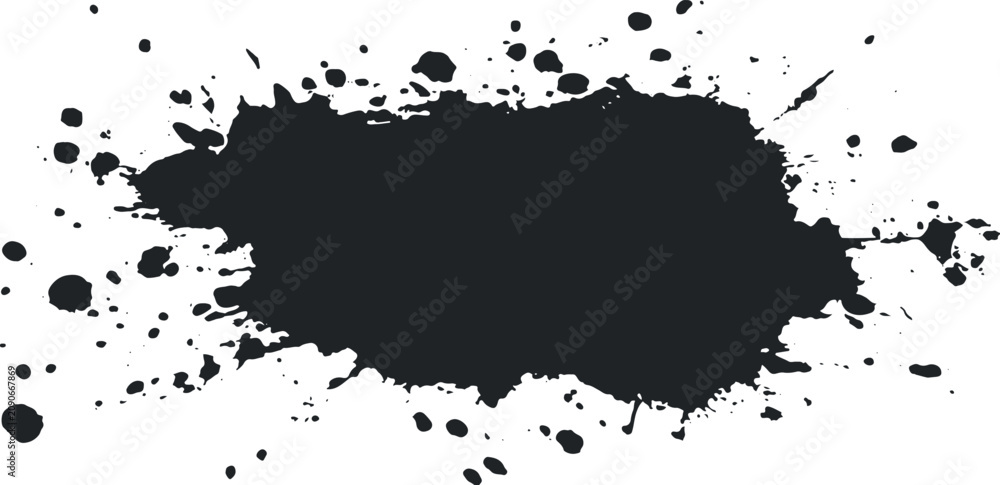 Fototapeta premium Large messy black ink splatter blob