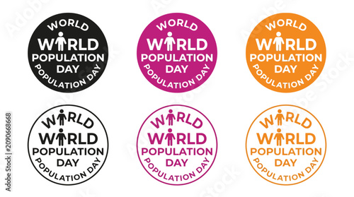 Cuadro en lienzo World Population Day badge set, global demographic awareness icons, colorful hum