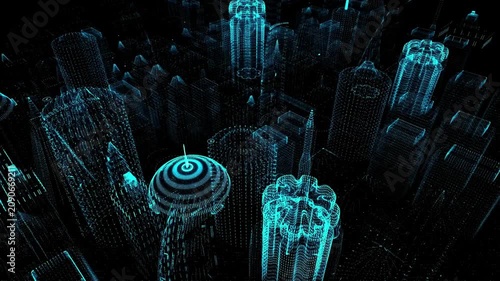 Abstract Technology City Animation | Futuristic Smart City Digital Background 4K