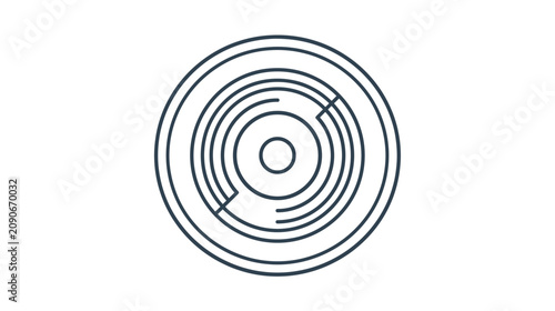 Concentric Circles Abstract Design with Maze Pattern