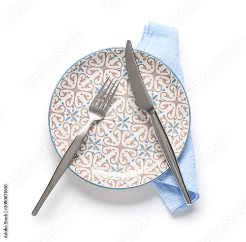 Empty dinner plate with orn...