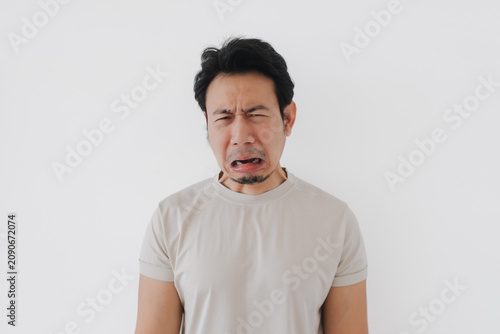 Cuadro en lienzo Young Asian Man Making a Disgusted Grimace Face, Expressing Intense Repulsion an