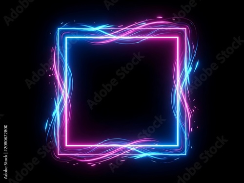 Abstract digital screen with vibrant neon glow.