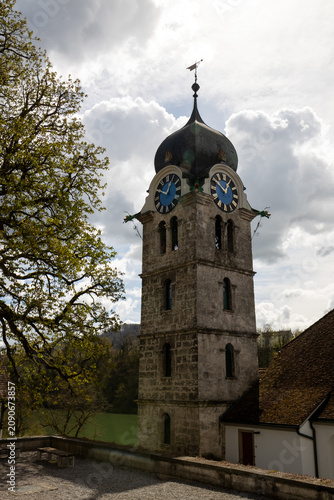 Historic clock tower in Eglisau, Switzerland