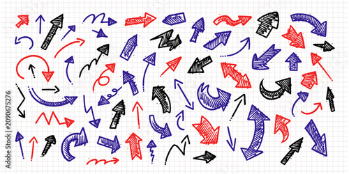 Hand Drawn Doodle Arrow Set – Sketch Direction Icons Collection