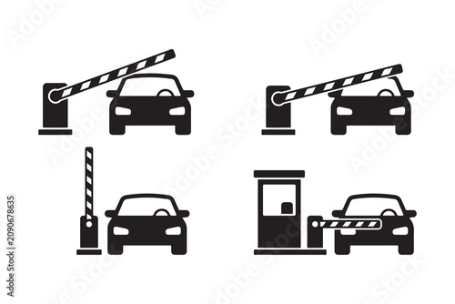 Collection of black car gate icons for access control and security
