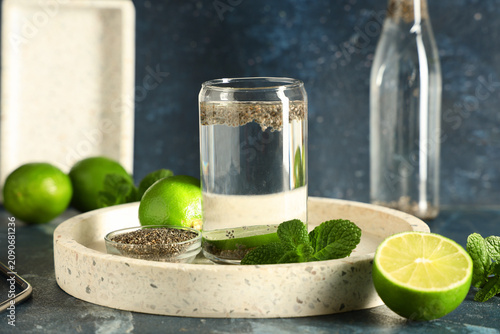 Glass of lime water with ch...