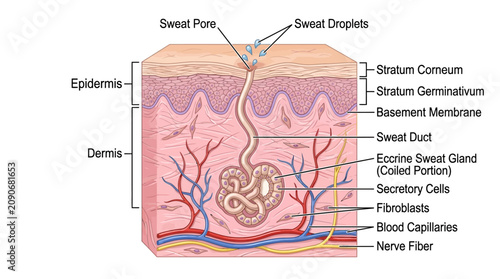 фотографія Human Skin Anatomy and Eccrine Sweat Gland Infographic