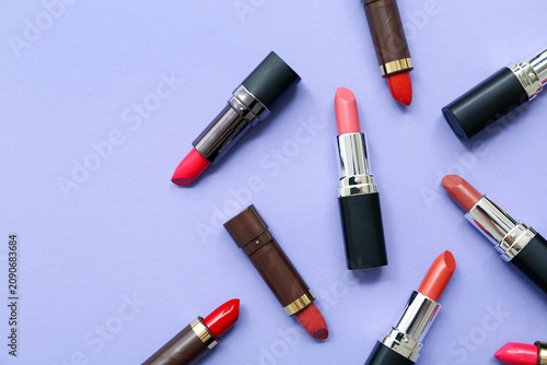 Many different lipsticks on...