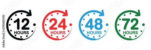 Tableau sur toile Countdown Timer with Numerical Indicators and Arrows for 12 24 48 and 72 Hour Ti