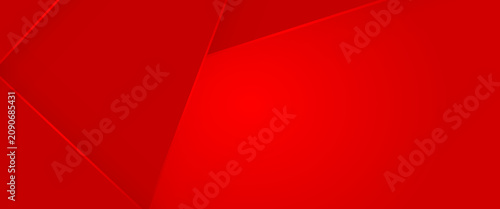 Abstract red geometric background with overlapping dynamic diagonal paper layers and subtle gradient shapes for modern corporate presentation banner design template.