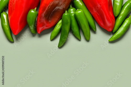 Different fresh peppers on ...