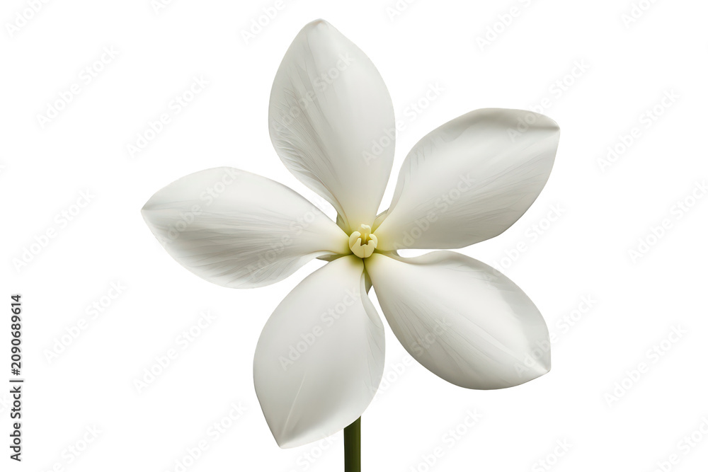 Fototapeta premium White jasmine flower blooming, symbolizing purity and fragility, fresh floral beauty with transparent background