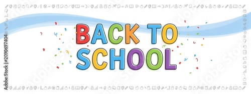 Back to school lettering with colorful typography and scattered confetti against a white background alphabet backtoschool banner celebration chalkboard class