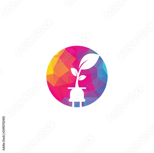 Eco Electric Plug Leaf Logo Design Green Energy Sustainable Power Symbol