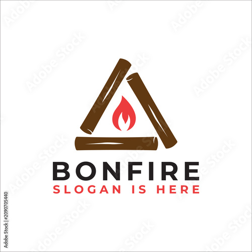 Triangle Bonfire Flame Logo Rustic Outdoor Brand Identity