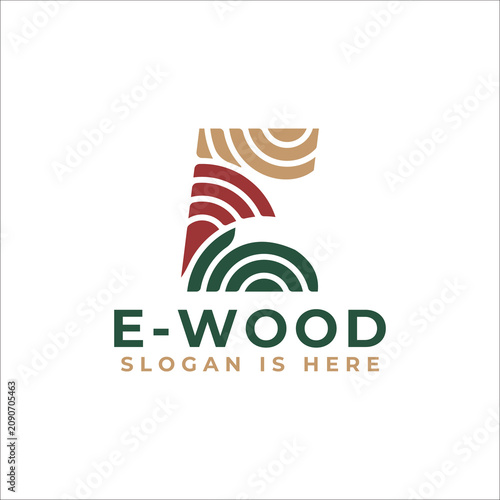Eco Wood E Letter Logo Sustainable Natural Brand Identity