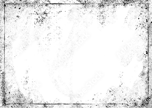 Black Grunge Border Frame Overlay with Transparent Center PNG