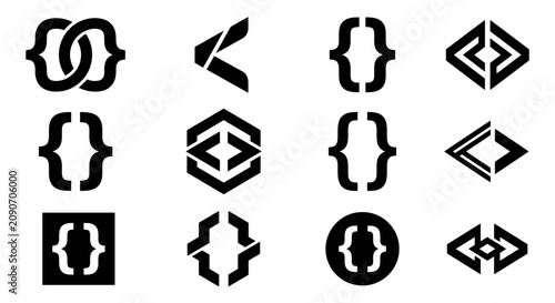 Konstfotografi Programming Brackets Icons: Code Braces, Syntax Symbols, Abstract Shapes