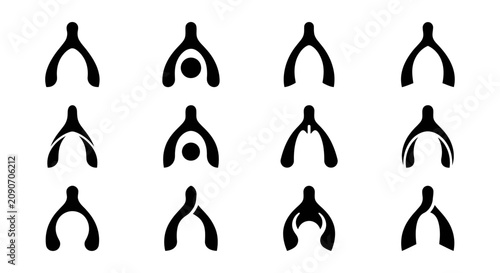 Foto Wishbone Icons Set Vector Silhouette Collection