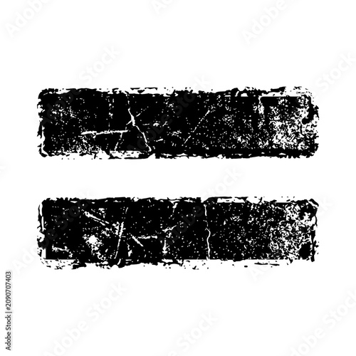 Grunge equal signs featuring a distressed rough texture in black