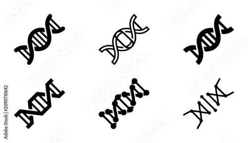 Tableau sur toile DNA Helix Icons, Genetic Science Symbols, Molecular Biology Vector Graphics, Bio