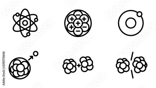 Canvastavla Atomic Structure Icons, Nucleus Models, Electron Orbit Diagrams, Science Vector