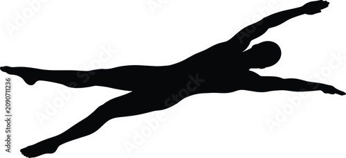 Billede på lærred Silhouette of swimmer in freestyle stroke pose symbolizing athletic movement wat