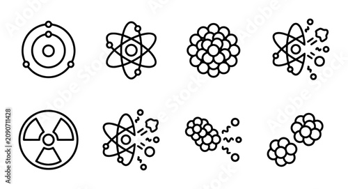 Принти на полотні Atomic Structure Icons, Nuclear Science Symbols, Physics Concepts, Chemistry Ele